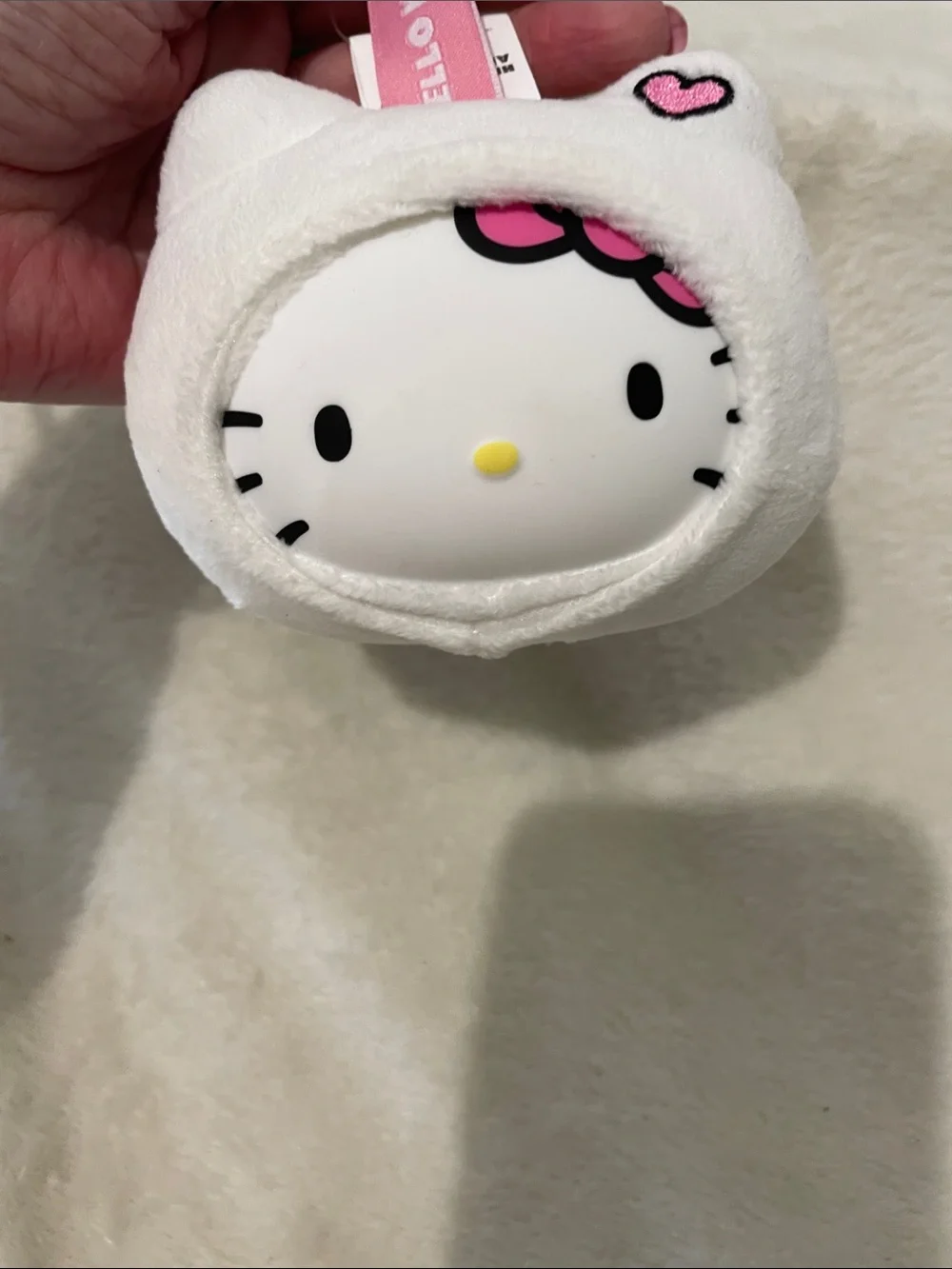 Hello Kitty White Plush Key Ring with Pink Details